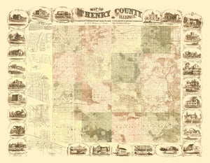 Vintage Map of McHenry County, Illinois 1862