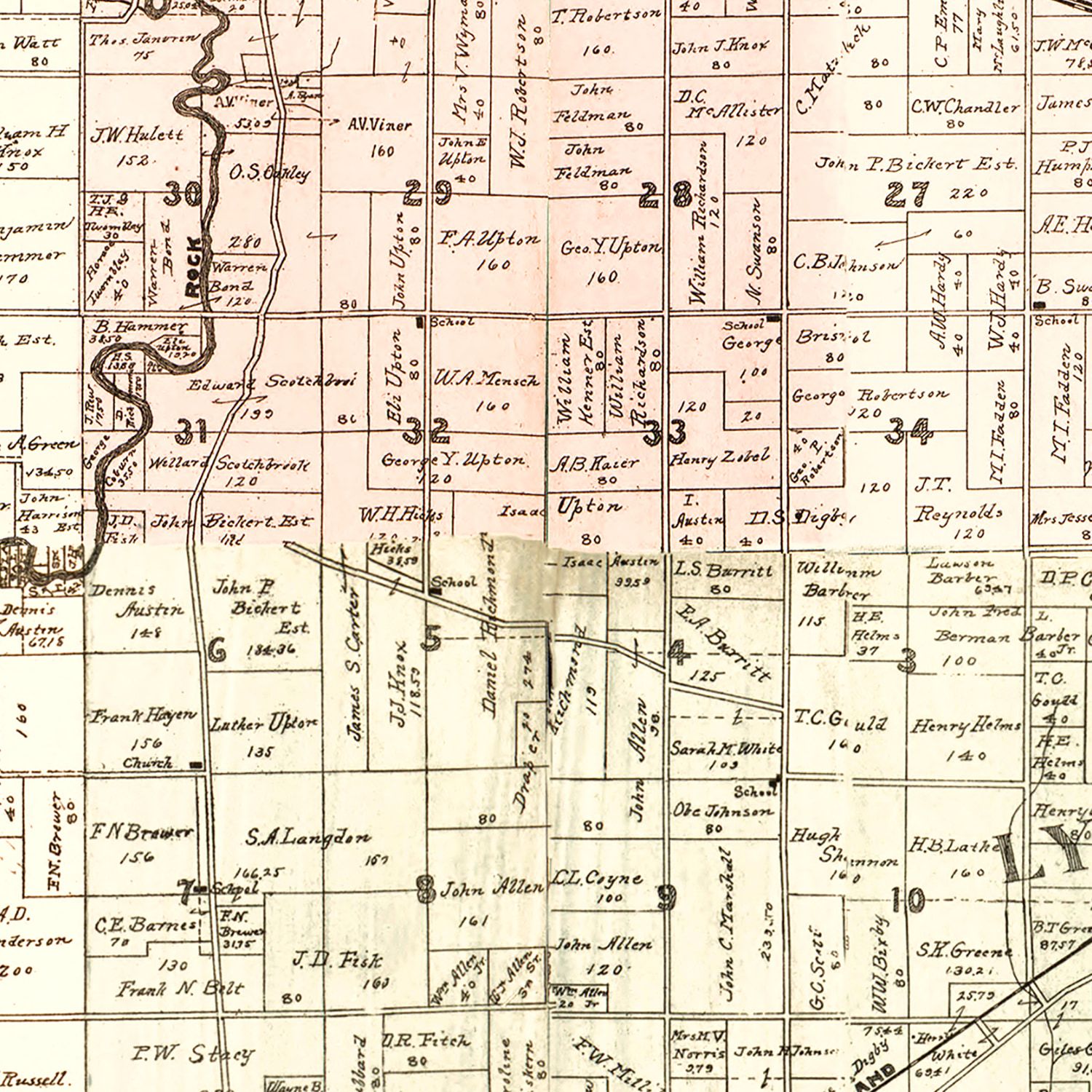 Vintage Map of Whiteside County, Illinois 1896