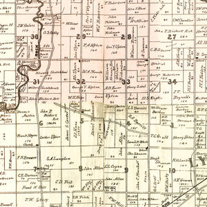 Vintage Map of Whiteside County, Illinois 1896