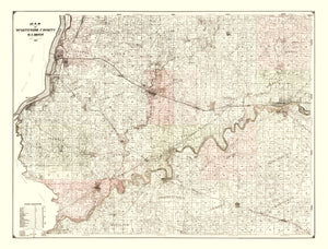 Vintage Map of Whiteside County, Illinois 1896