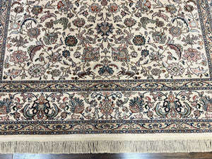 Karastan Rug #738 Tabriz Design 8.8 x 10.6, Room Sized Wool Pile Karastan Carpet, Vintage Discontinued Karastan Area Rug, Ivory, Floral Rug