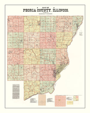 Vintage Map of Peoria County, Illinois 1904