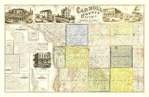 Vintage Map of Carroll County, Illinois 1869