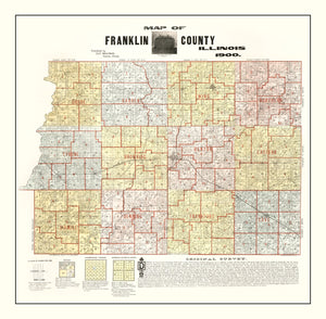Vintage Map of Franklin County, Illinois 1900