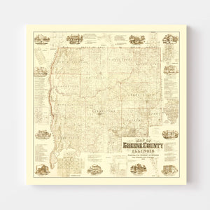 Vintage Map of Greene County, Illinois 1861
