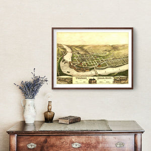 Vintage Map of Turners Falls, Massachusetts 1887