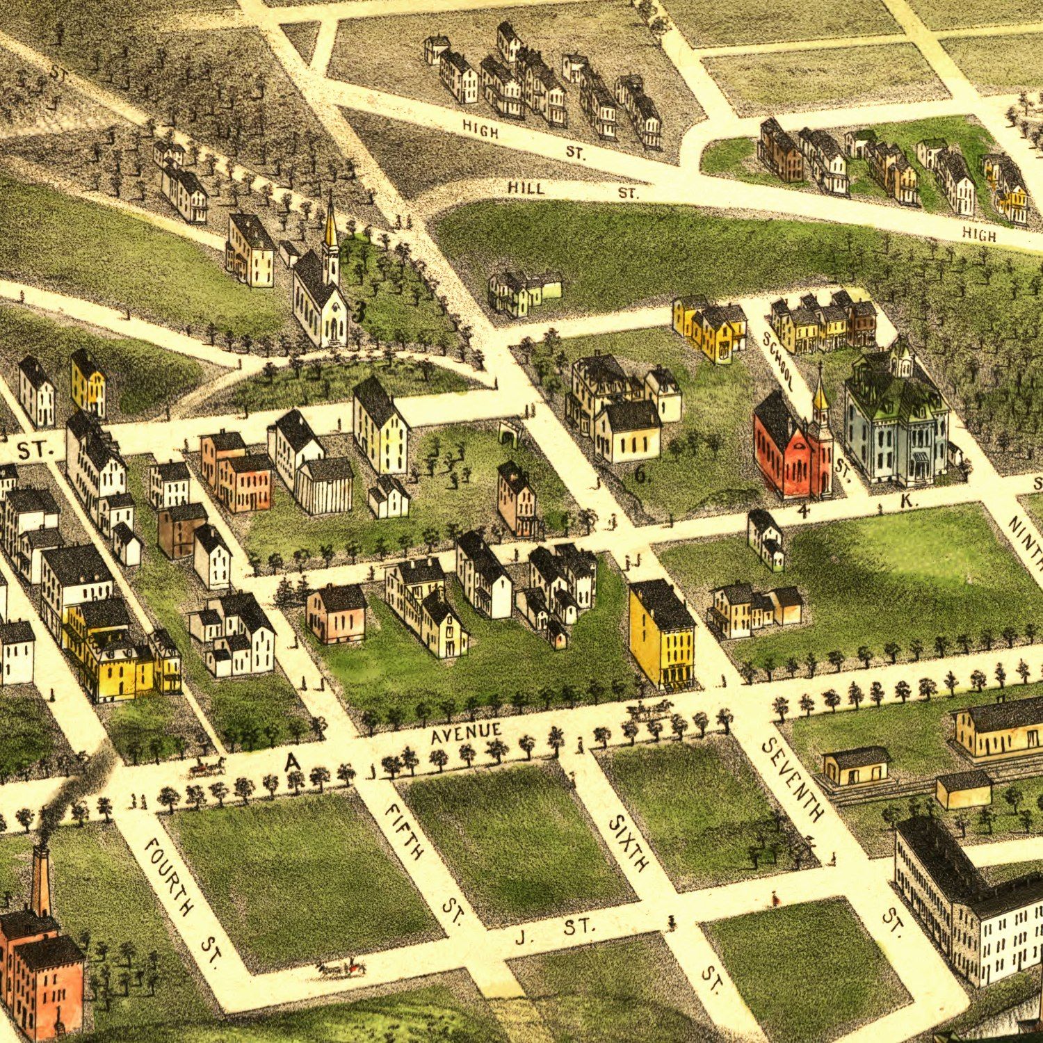 Vintage Map of Turners Falls, Massachusetts 1887