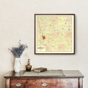 Vintage Map of Adams County, Illinois 1889