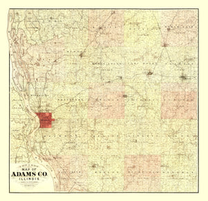 Vintage Map of Adams County, Illinois 1889