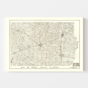 Vintage Map of Perry County, Illinois 1908