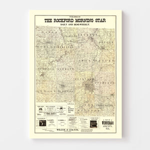 Vintage Map of Winnebago County, Illinois 1902