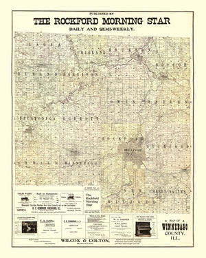 Vintage Map of Winnebago County, Illinois 1902