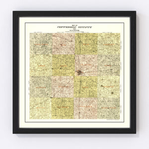 Vintage Map of Jefferson County, Illinois 1900