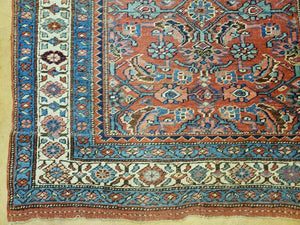 3' 8" X 11' Antique Handmade Turkish Wool Rug Veg Dye Runner Nice Rusted Red