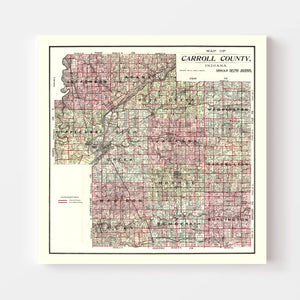Vintage Map of Carroll County, Indiana 1898