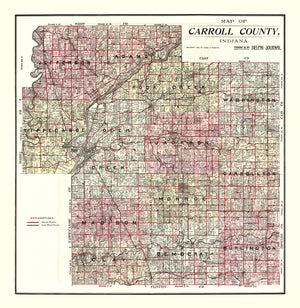 Vintage Map of Carroll County, Indiana 1898