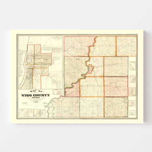 Vintage Map of Vigo County, Indiana 1858