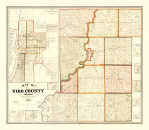 Vintage Map of Vigo County, Indiana 1858