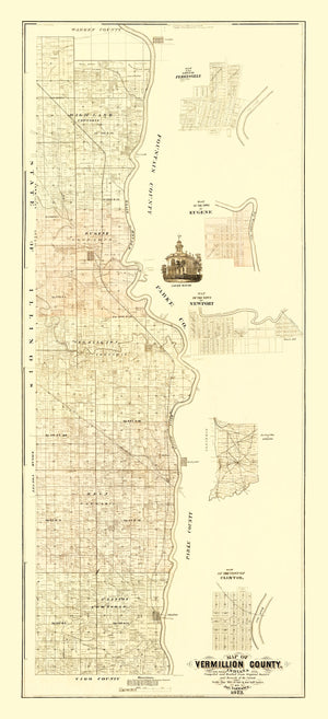 Vintage Map of Vermillion County, Indiana 1872