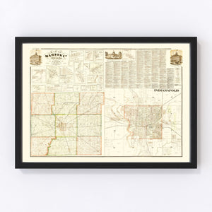Vintage Map of Marion County, Indiana 1866