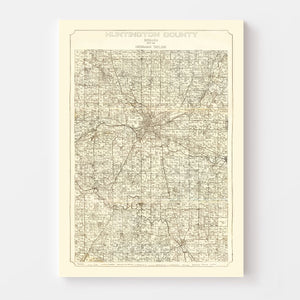 Vintage Map of Huntington County, Indiana 1903