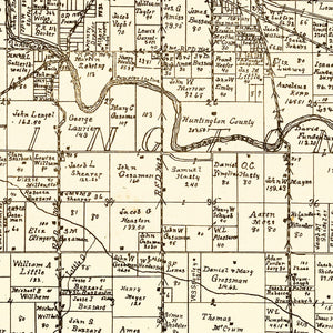 Vintage Map of Huntington County, Indiana 1903