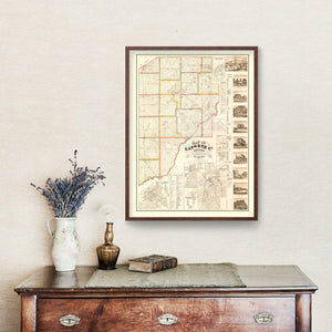 Vintage Map of La Porte County, Indiana 1866