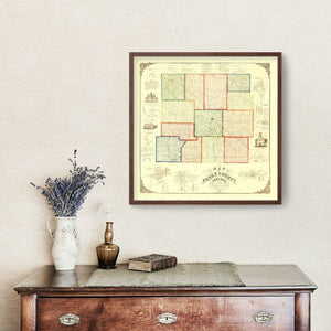 Vintage Map of Henry County, Indiana 1857