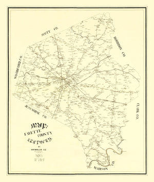 Vintage Map of Fayette County, Kentucky 1891