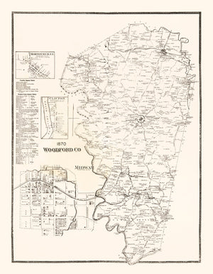 Vintage Map of Woodford County, Kentucky 1870