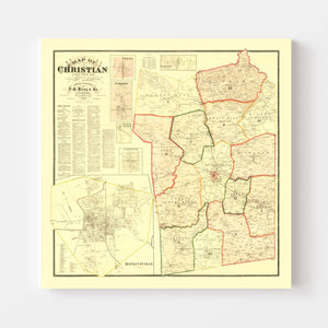 Vintage Map of Christian County, Kentucky 1878