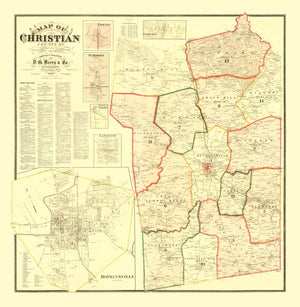 Vintage Map of Christian County, Kentucky 1878