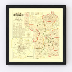 Vintage Map of Christian County, Kentucky 1878