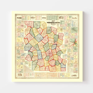 Vintage Map of Worcester County, Massachusetts 1857