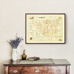 Vintage Map of Franklin County, Massachusetts 1858