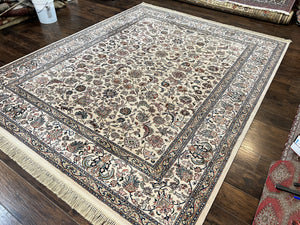 Karastan Rug #738 Tabriz Design 8.8 x 10.6, Room Sized Wool Pile Karastan Carpet, Vintage Discontinued Karastan Area Rug, Ivory, Floral Rug