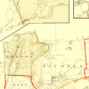 Vintage Map of Hampden County, Massachusetts 1855