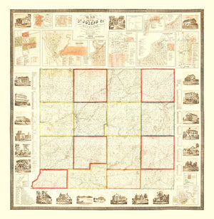 Vintage Map of St. Joseph County, Michigan 1858