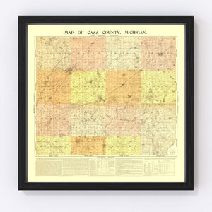 Vintage Map of Cass County, Michigan 1897