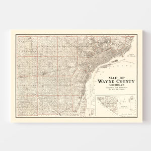Vintage Map of Wayne County, Michigan 1915