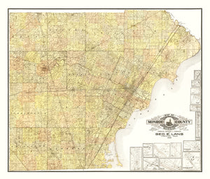 Vintage Map of Monroe County, Michigan 1901