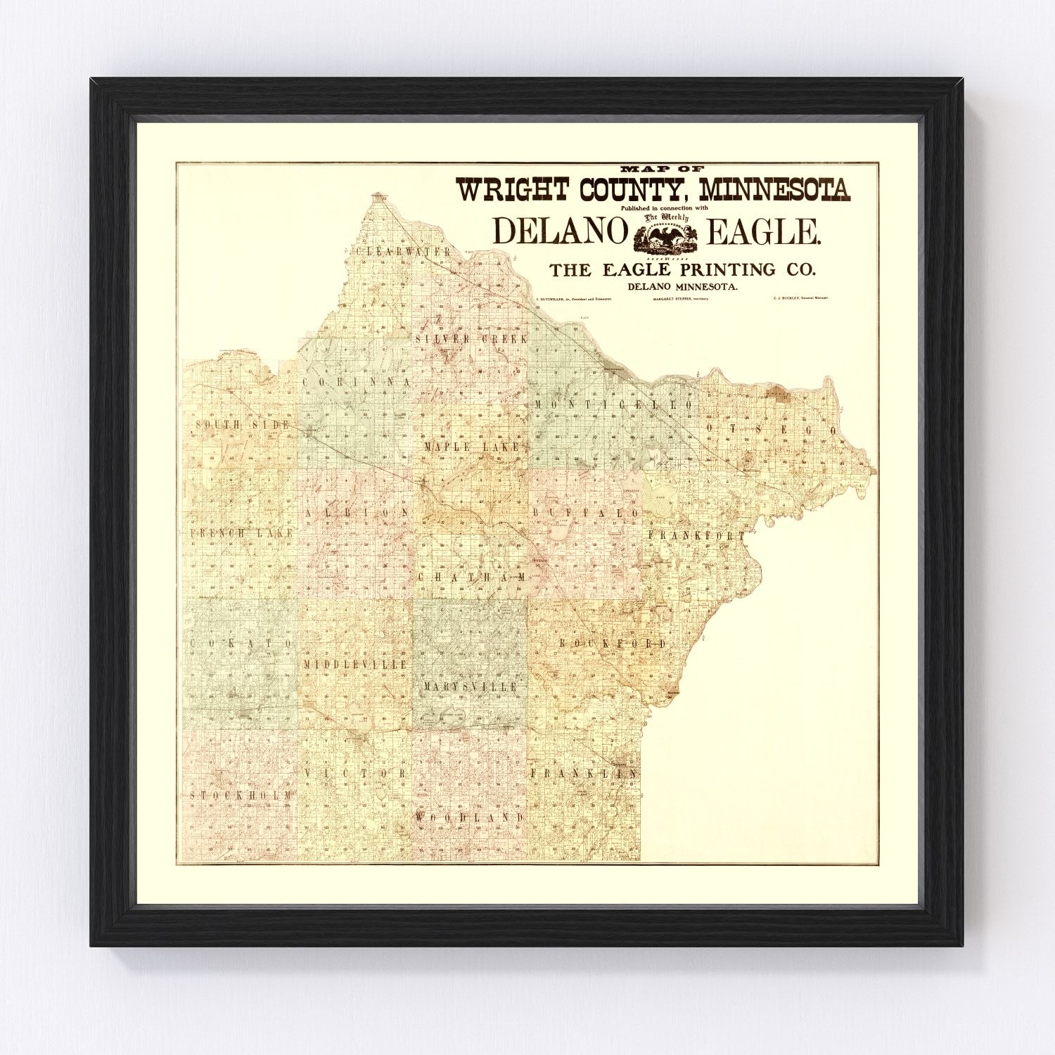Vintage Map of Wright County, Minnesota 1901