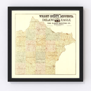 Vintage Map of Wright County, Minnesota 1901