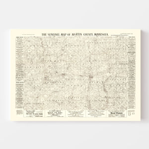 Vintage Map of Martin County, Minnesota 1901