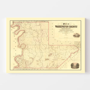 Vintage Map of Washington County, Mississippi 1871