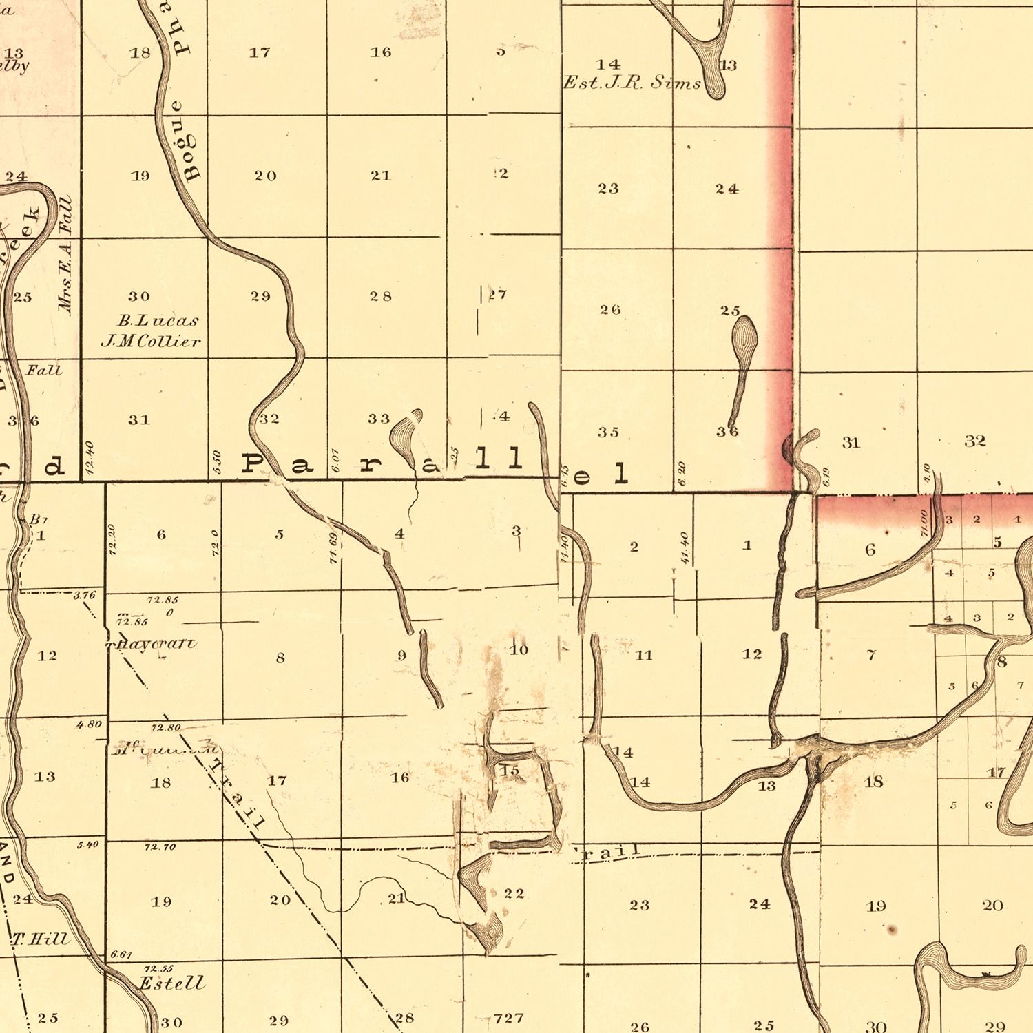Vintage Map of Washington County, Mississippi 1871