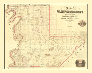 Vintage Map of Washington County, Mississippi 1871