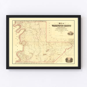 Vintage Map of Washington County, Mississippi 1871
