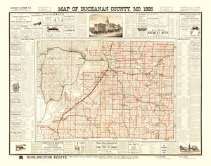 Vintage Map of Buchanan County, Missouri 1895