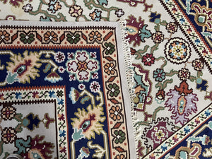 Antique Turkish Kilim Rug 7x10 Allover Pattern, Ivory Cream Maroon Light Blue, Wool Flatweave Hand Woven, Large Kilim, Vintage Kilim Carpet